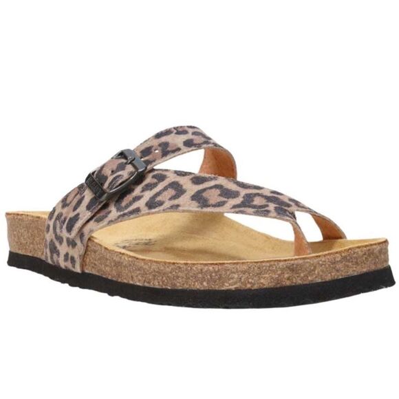 Naot NWOT Tahoe Cheetah Suede Thong Sandals Slides Sz 38/US 7 - Picture 1 of 7